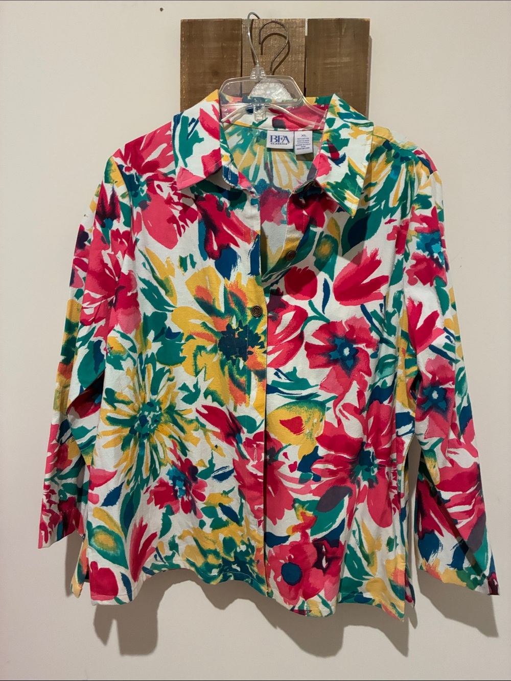BFA Floral Button-Front Blazer Jacket in Pink, Yellow & Teal
